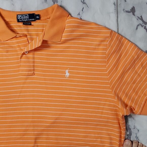 Polo Ralph Lauren Orange/White Striped Polo - Picture 2 of 4